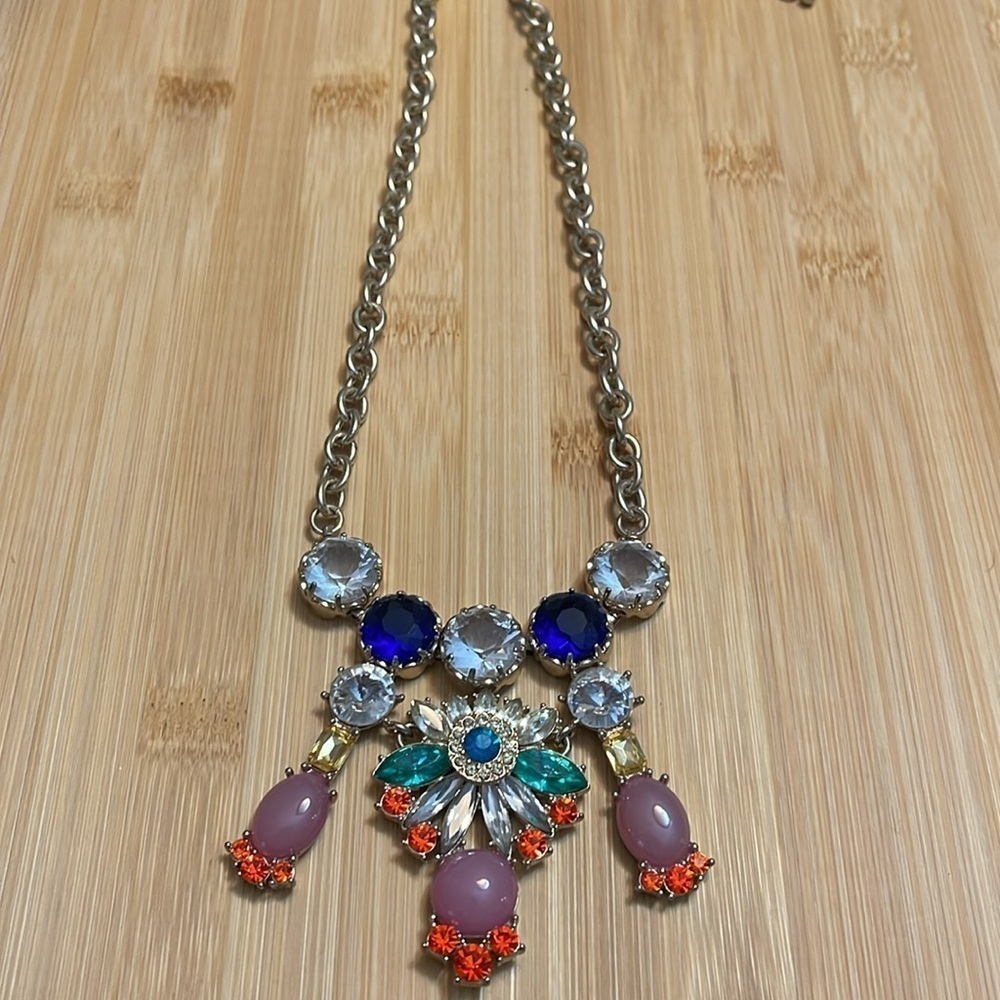 J. Crew Gold Tone Faceted Rhinestone Statement Necklace